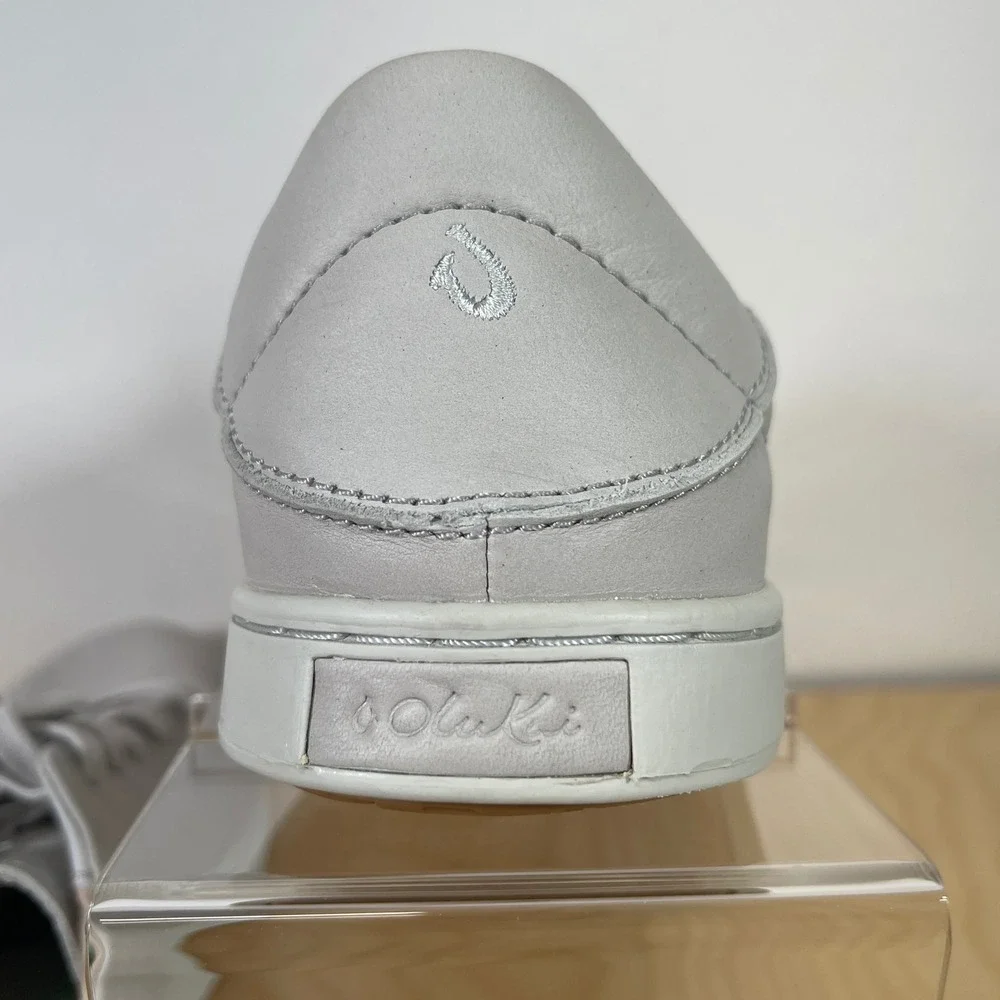 OluKai Pehuea Li Ili Women's Leather Sneakers Light Gray‎ Casual Shoes